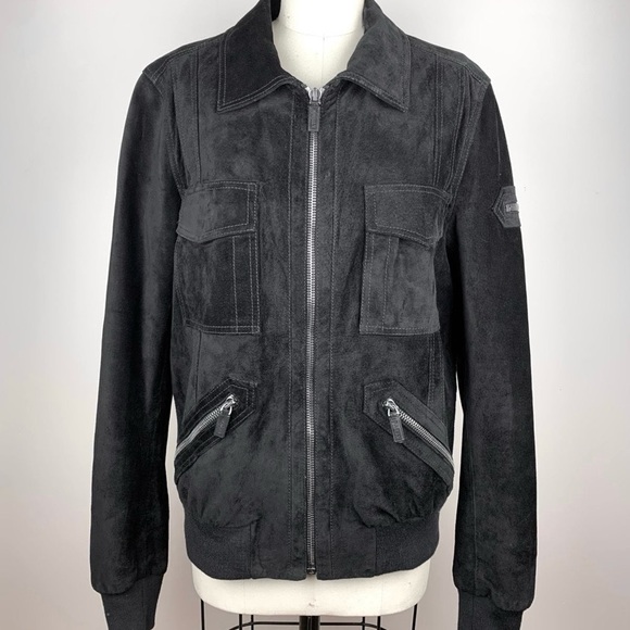 Bally Italy black bomber jacket 100% Pig Skin size large